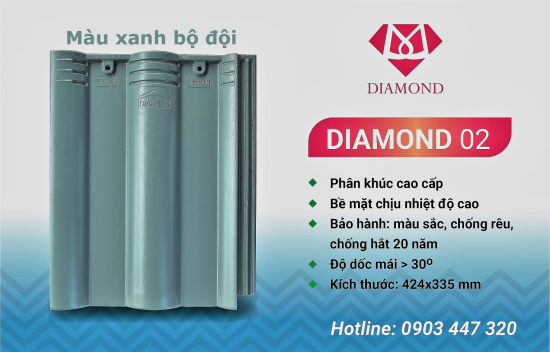 NGÓI DIAMOND MÀU XANH BỘ ĐỘI
