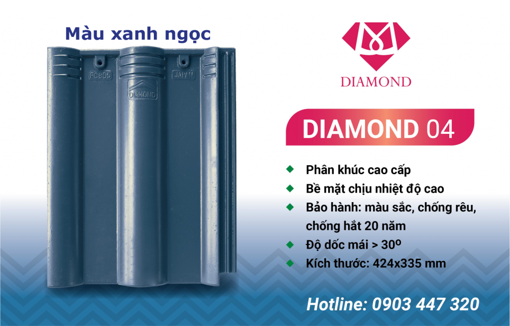 NGÓI DIAMOND MÀU XANH NGỌC