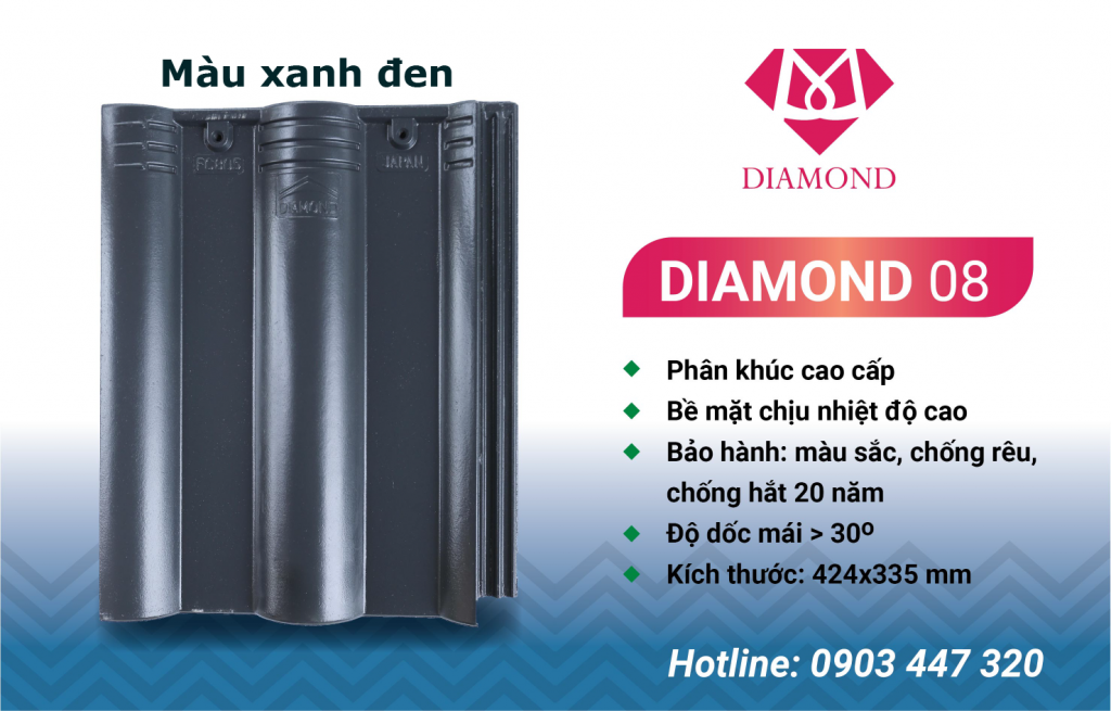 NGÓI DIAMOND MÀU XANH ĐEN